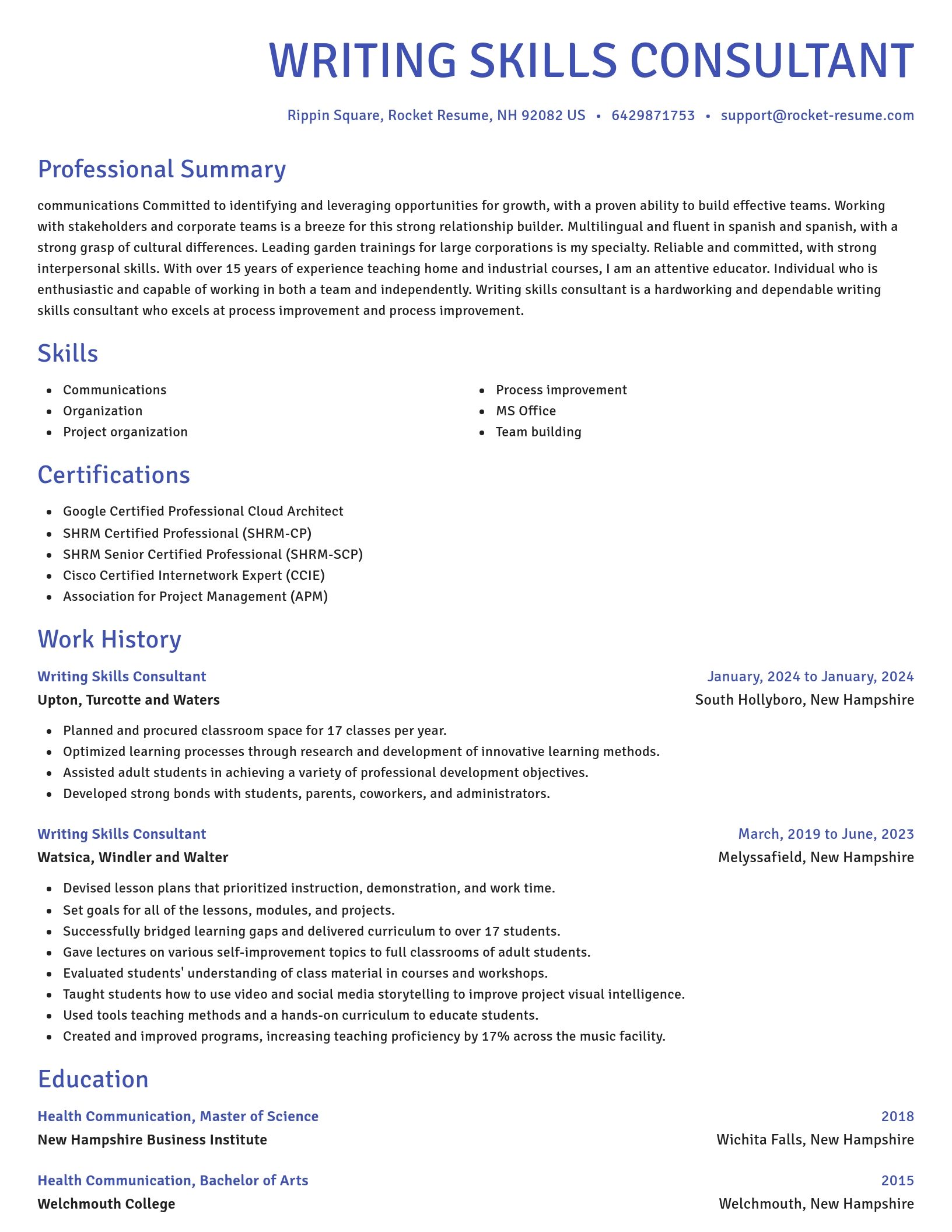 Novel resume template