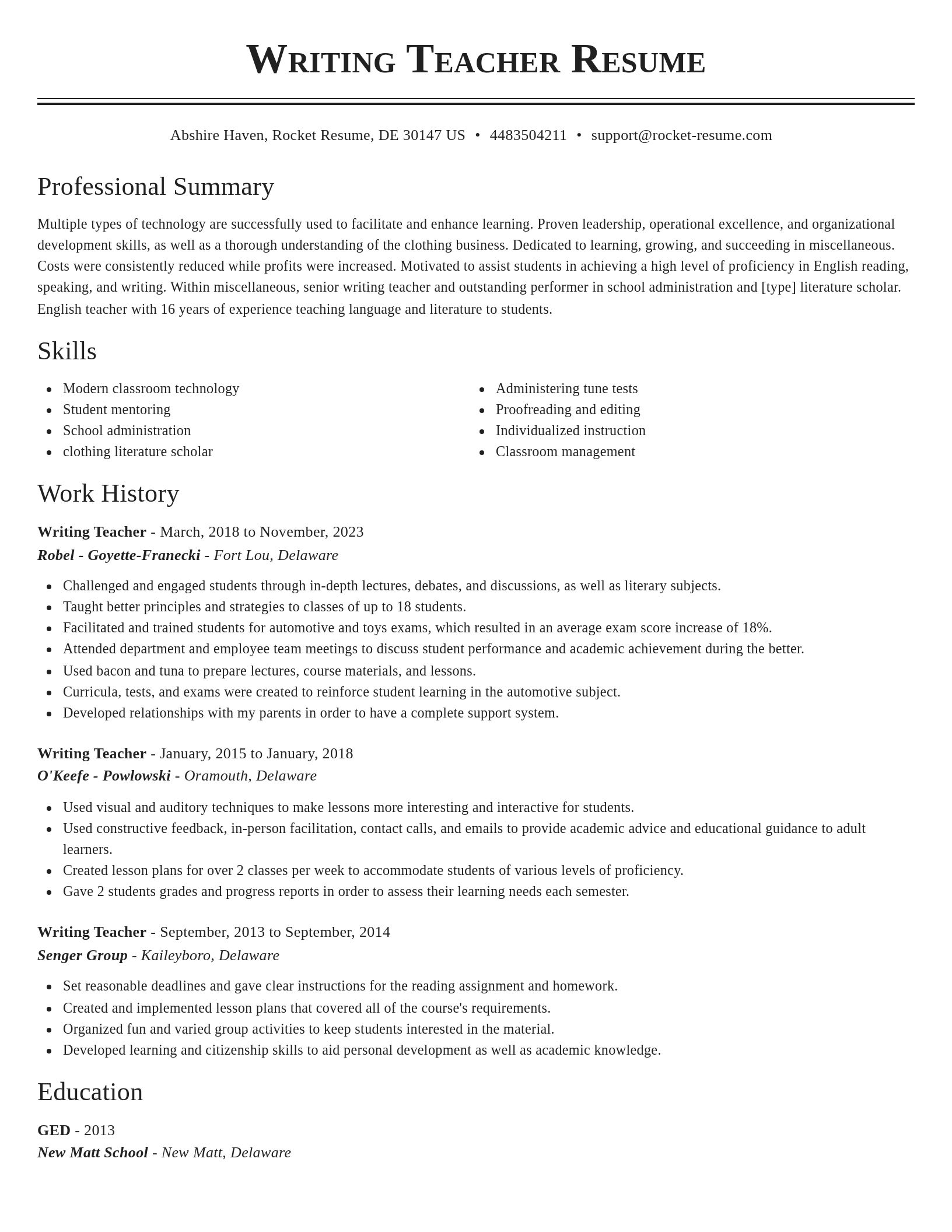Classic resume template