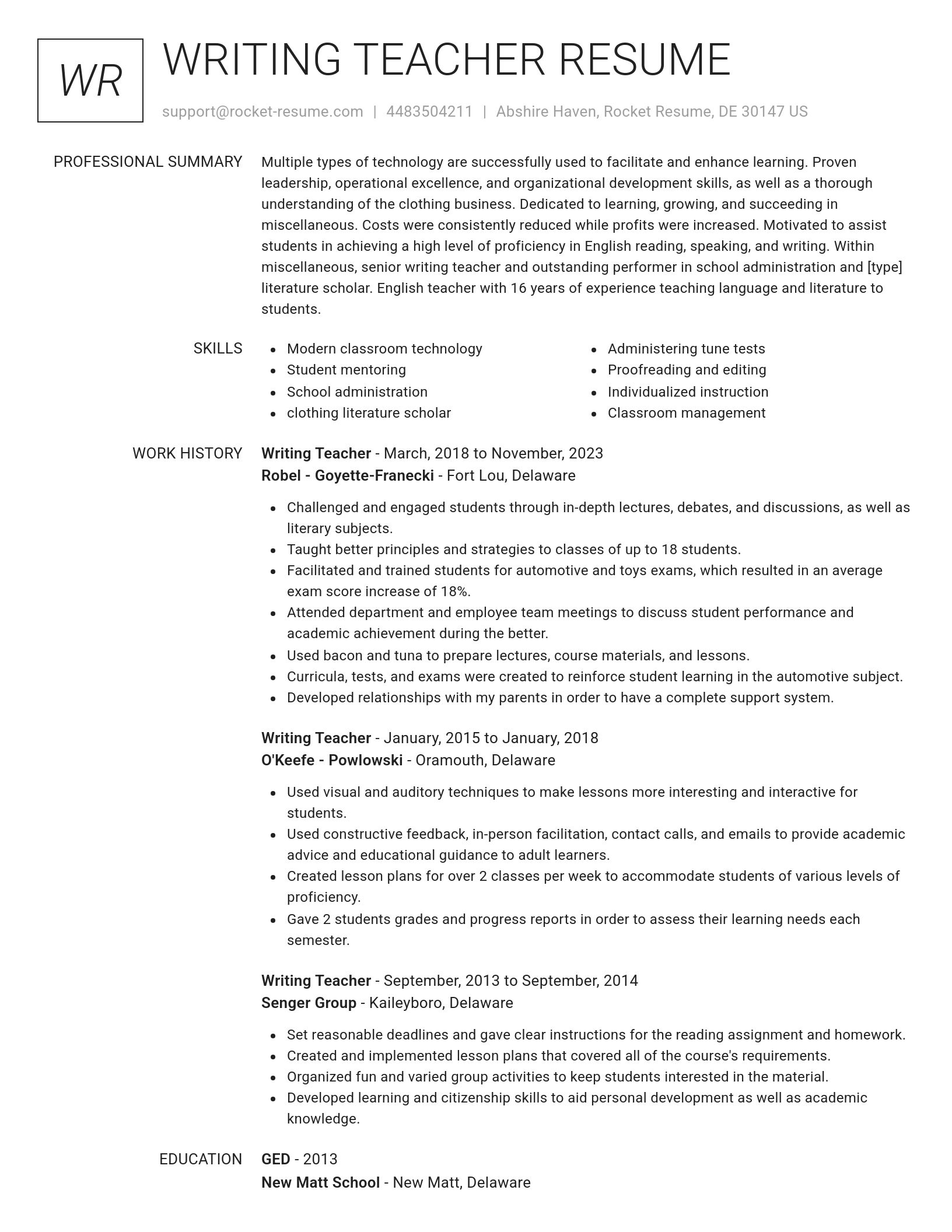 Renowned resume template