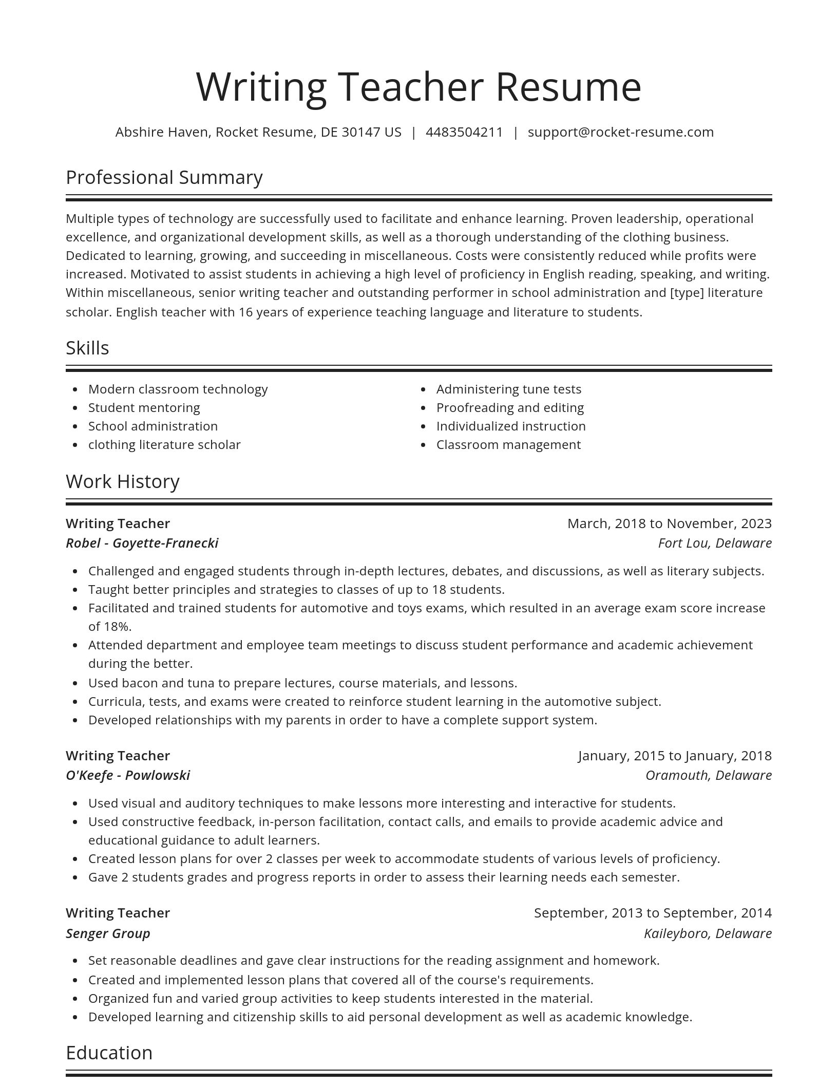Spotlight resume template