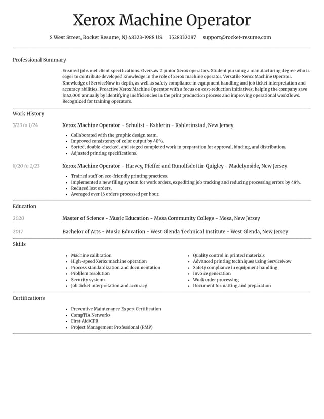Dignified resume template