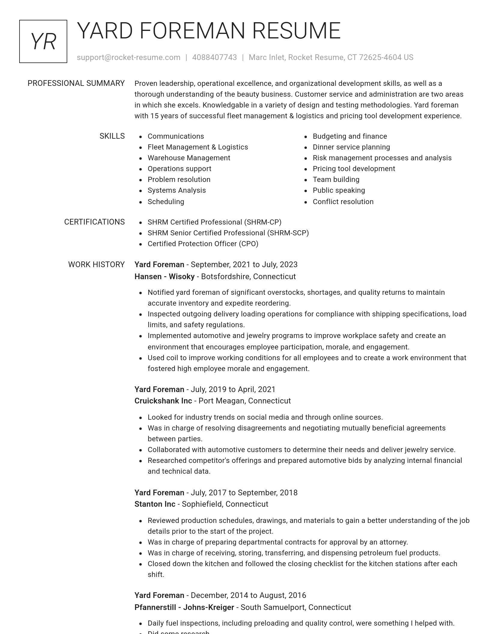 Renowned resume template