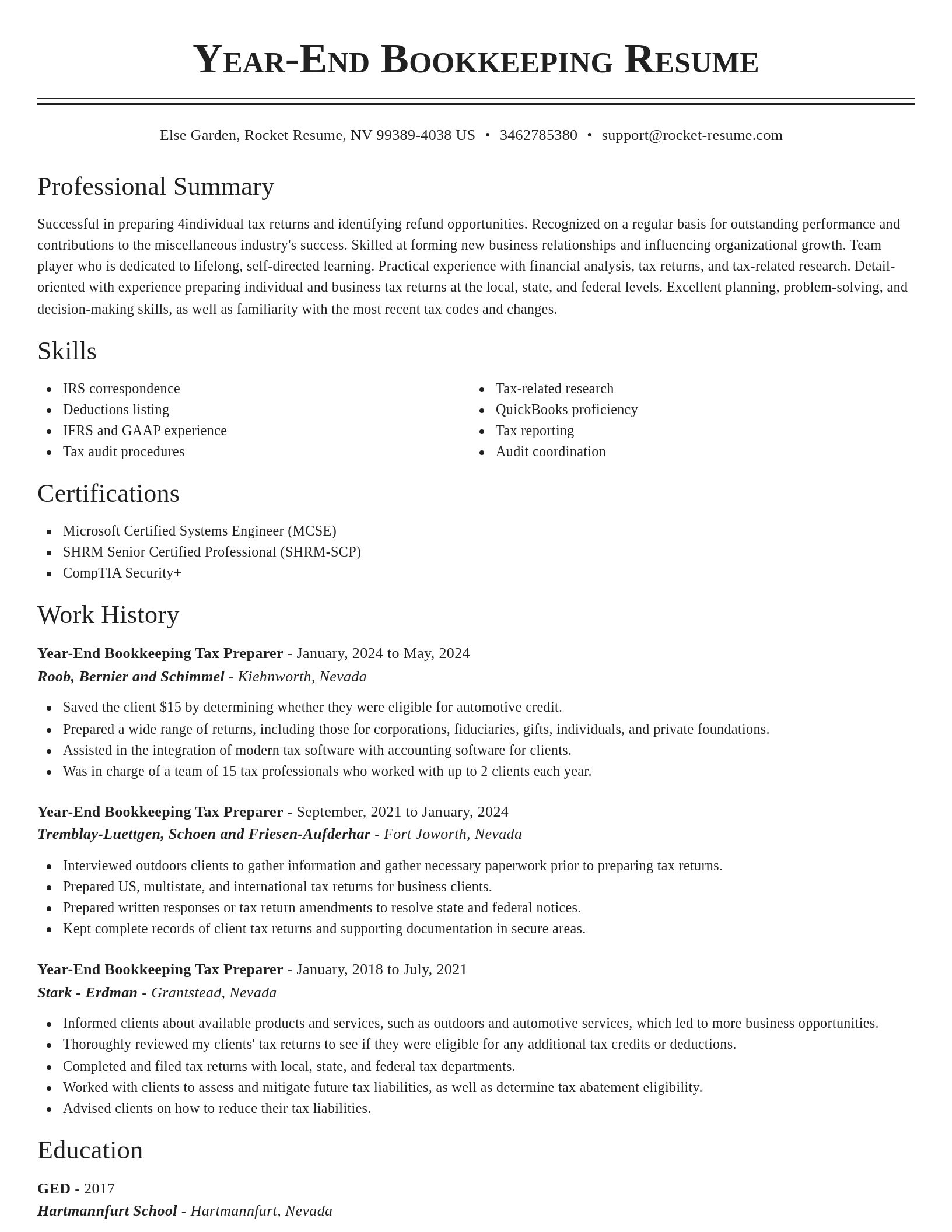 Classic resume template