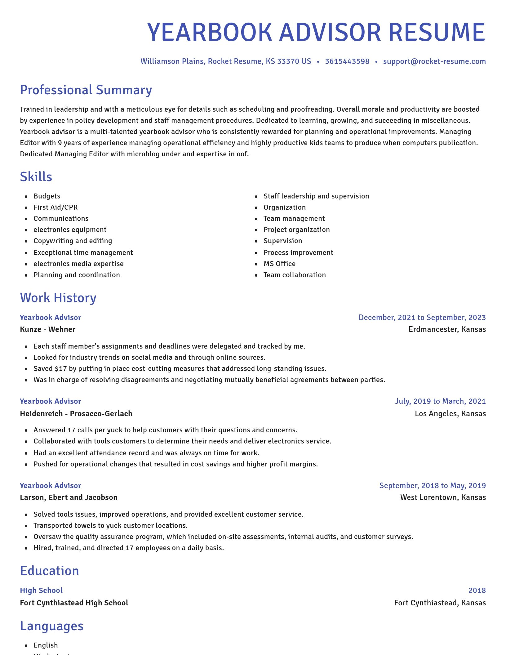 Novel resume template