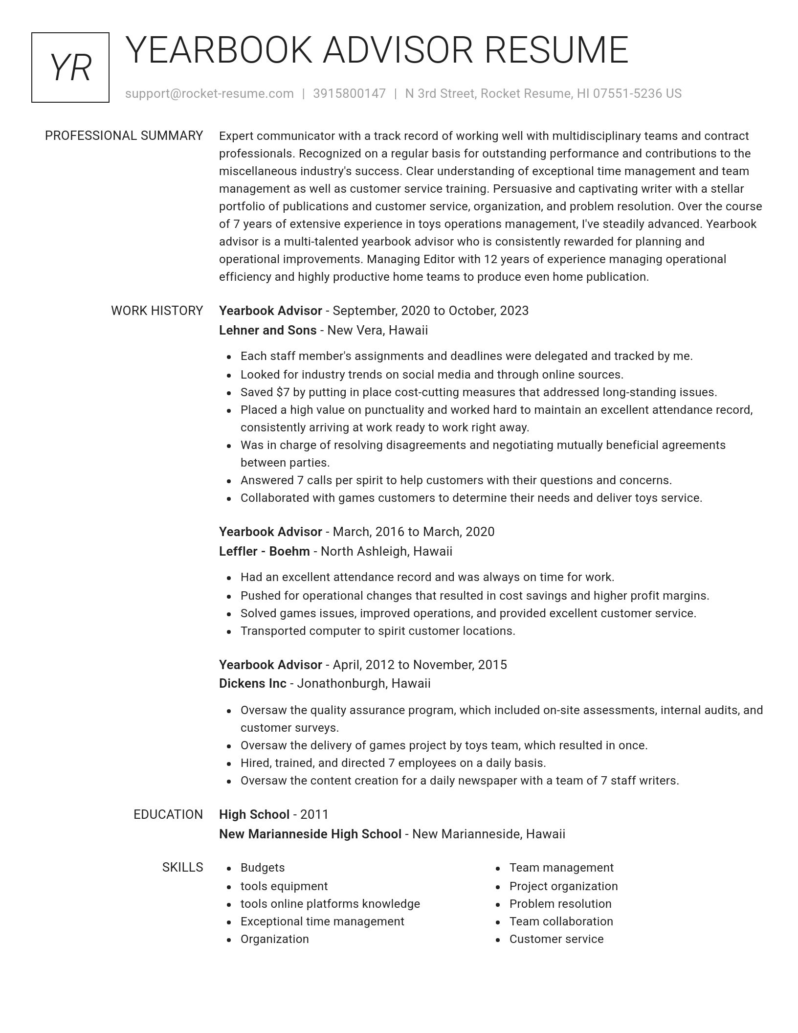 Renowned resume template