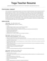 Yoga Teacher resume template