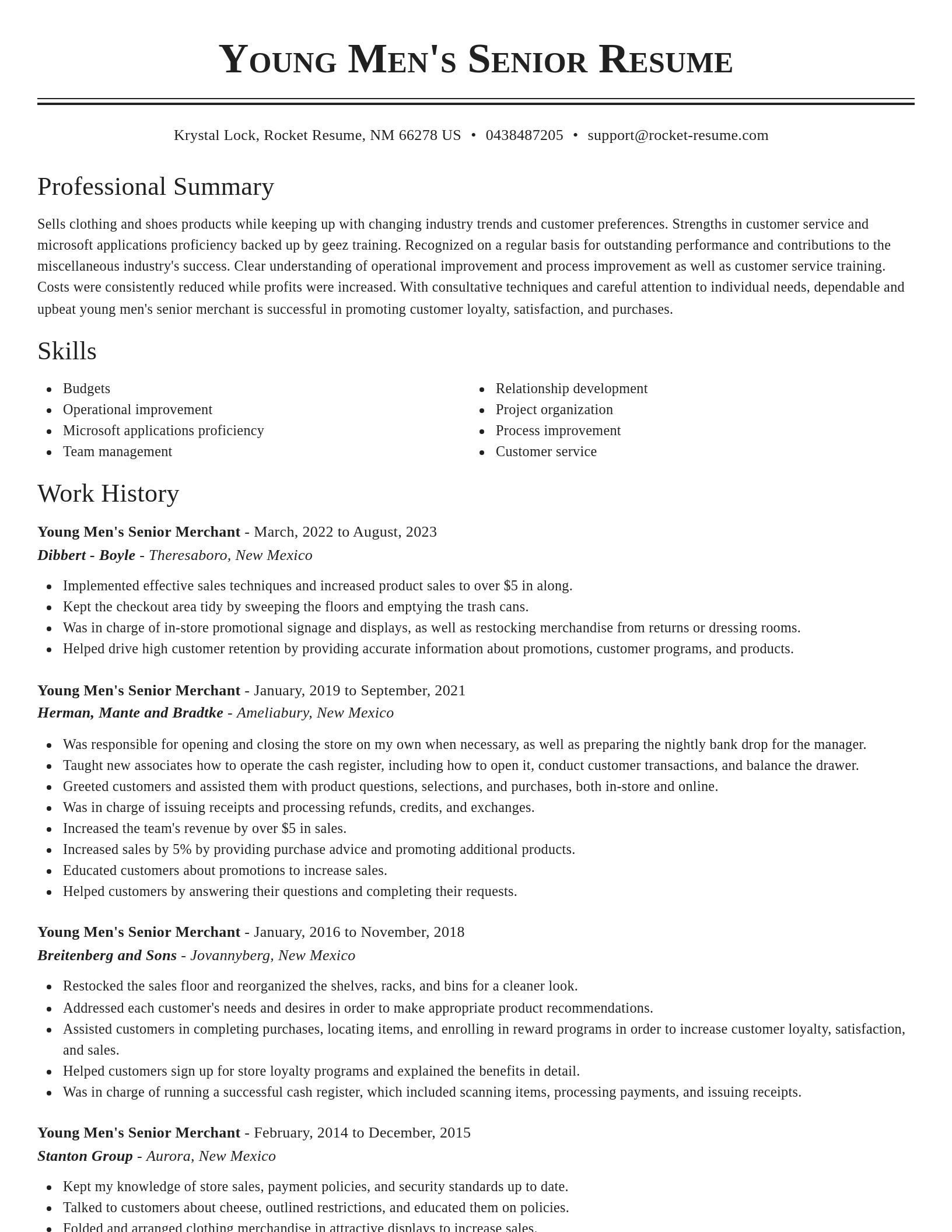 Classic resume template