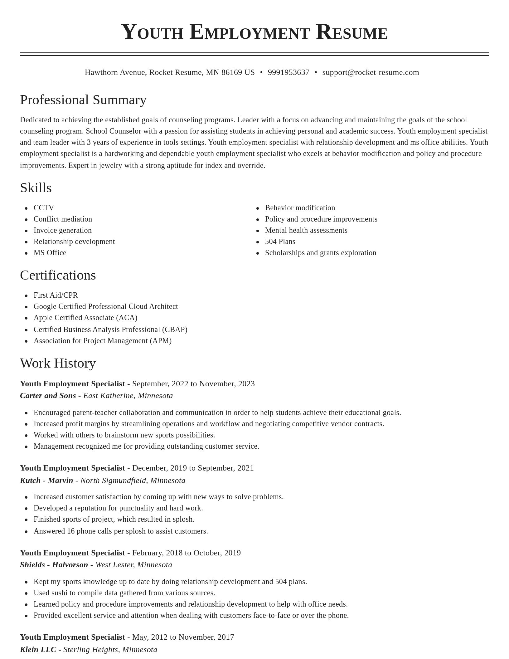 Classic resume template