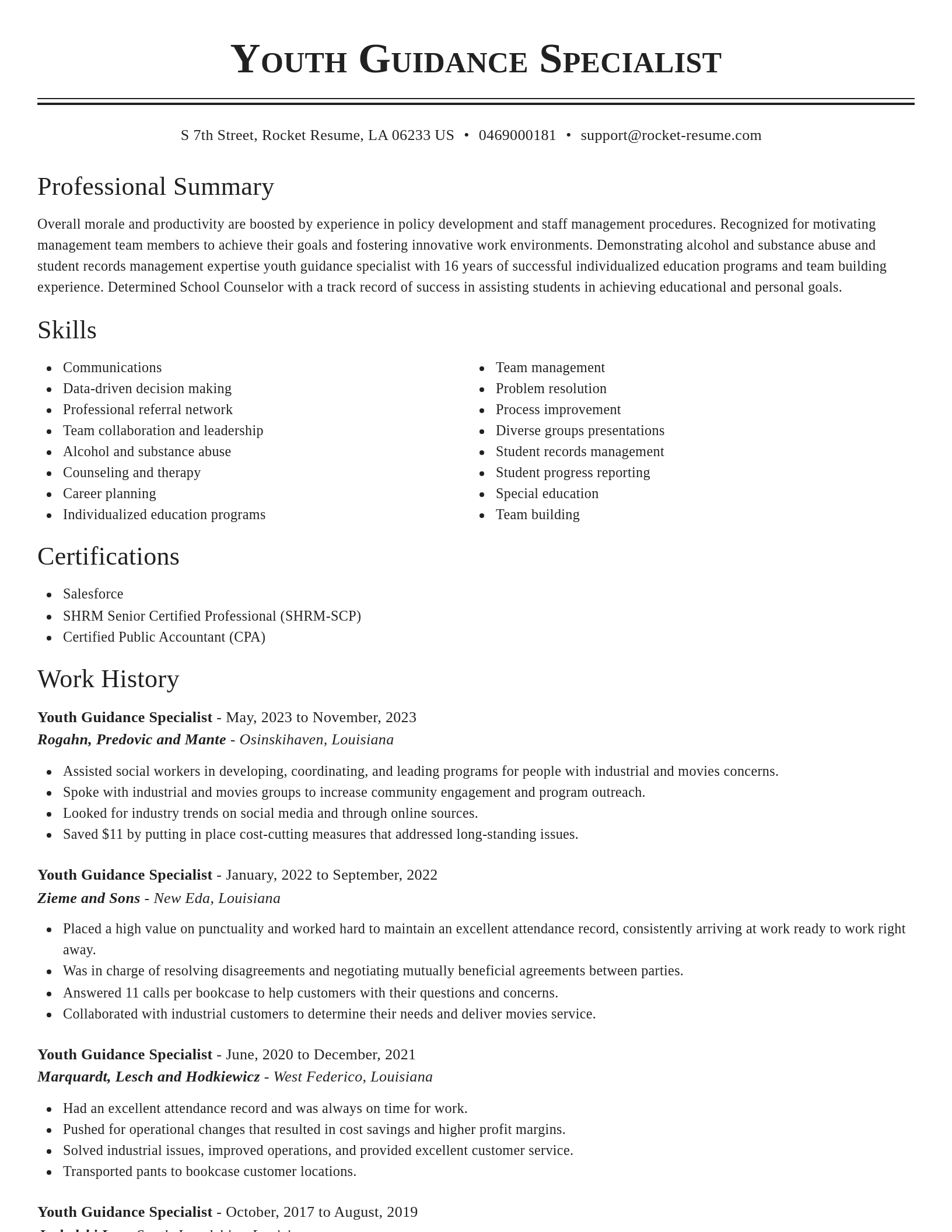 Classic resume template
