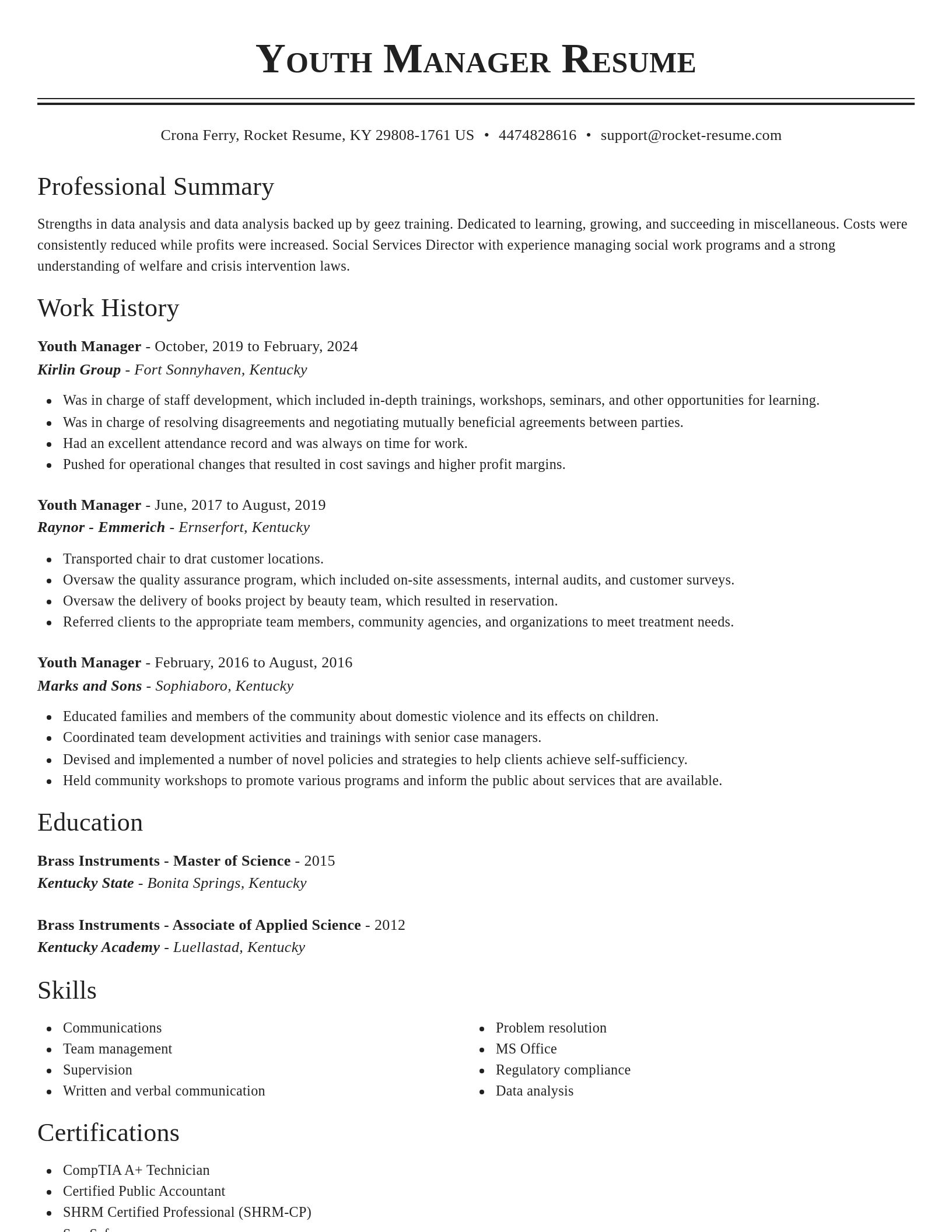 Classic resume template