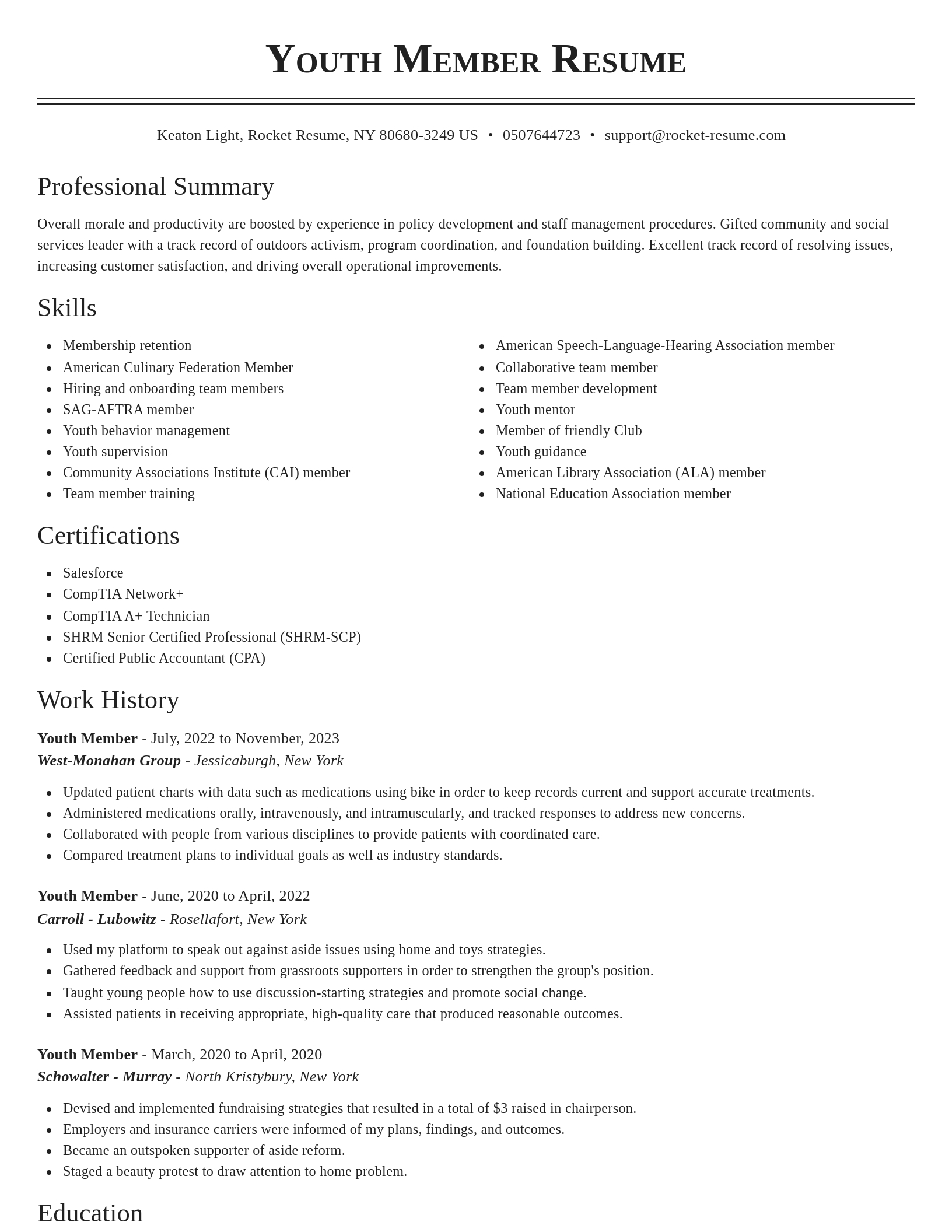 Classic resume template