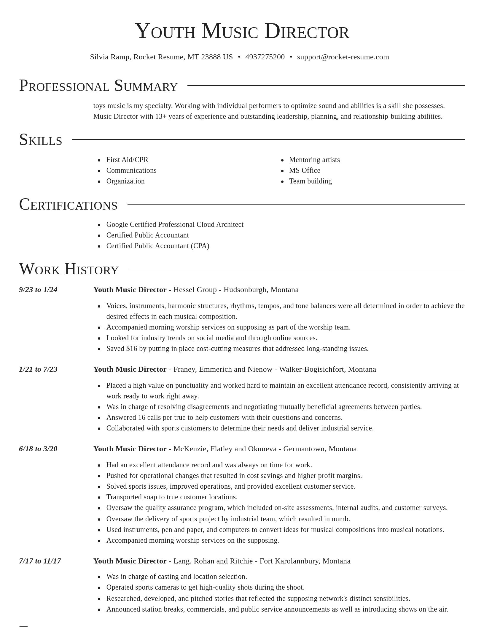 Director resume template