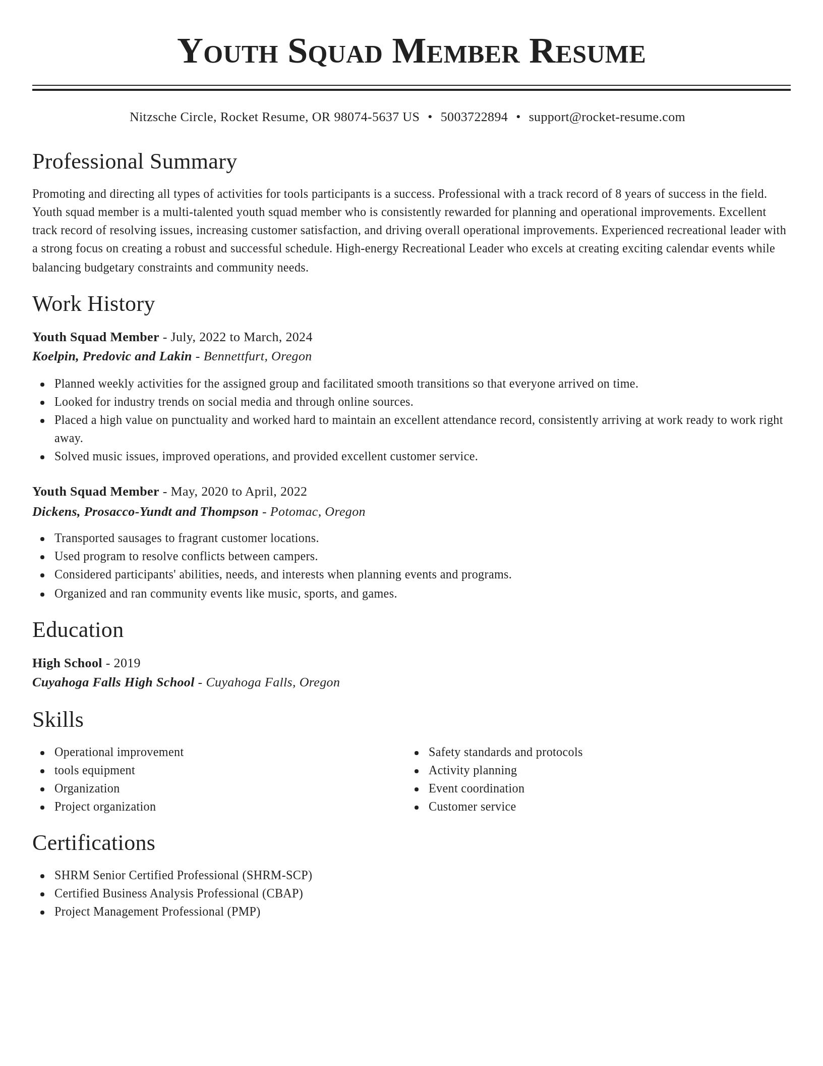 Classic resume template