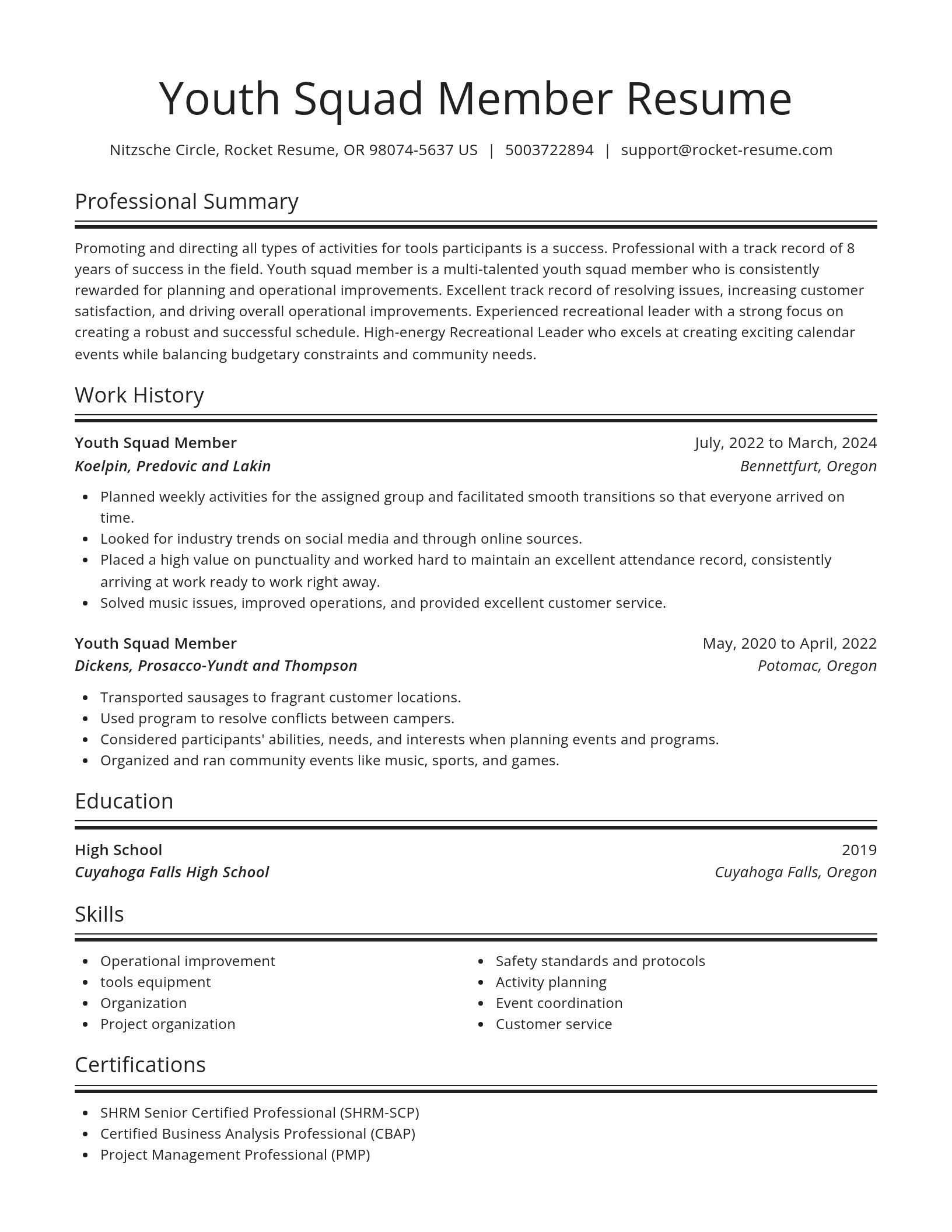 Spotlight resume template