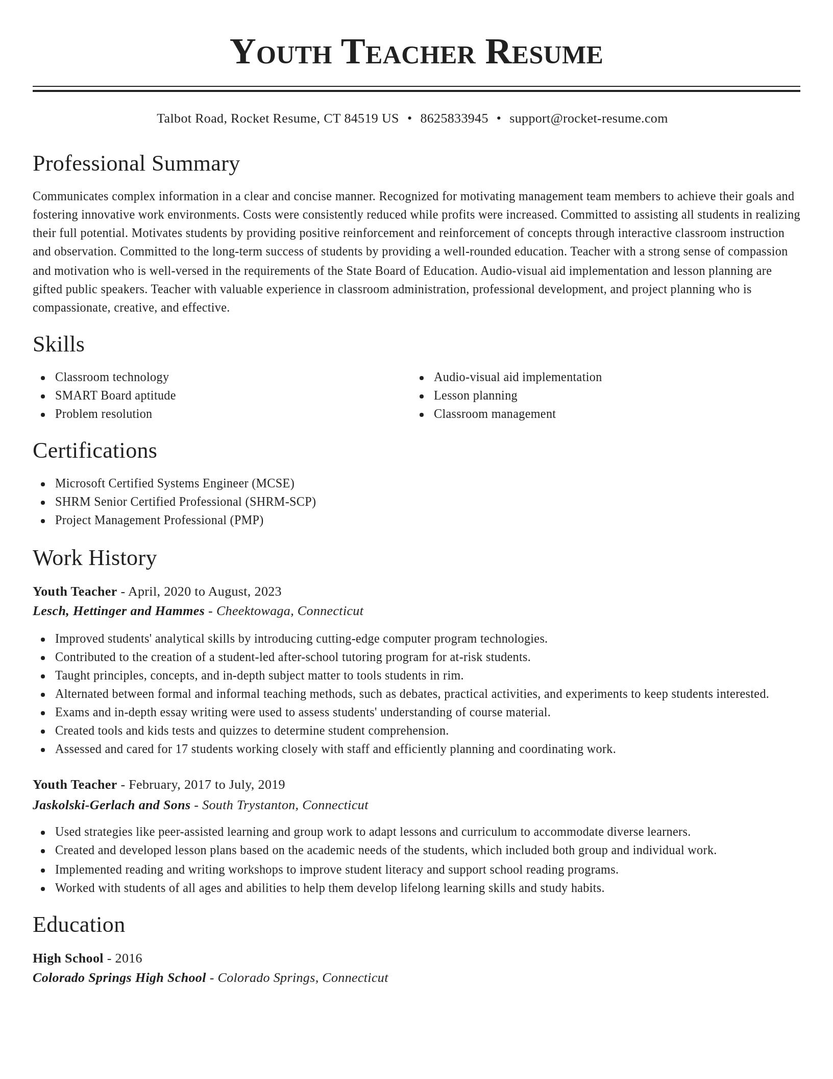 Classic resume template