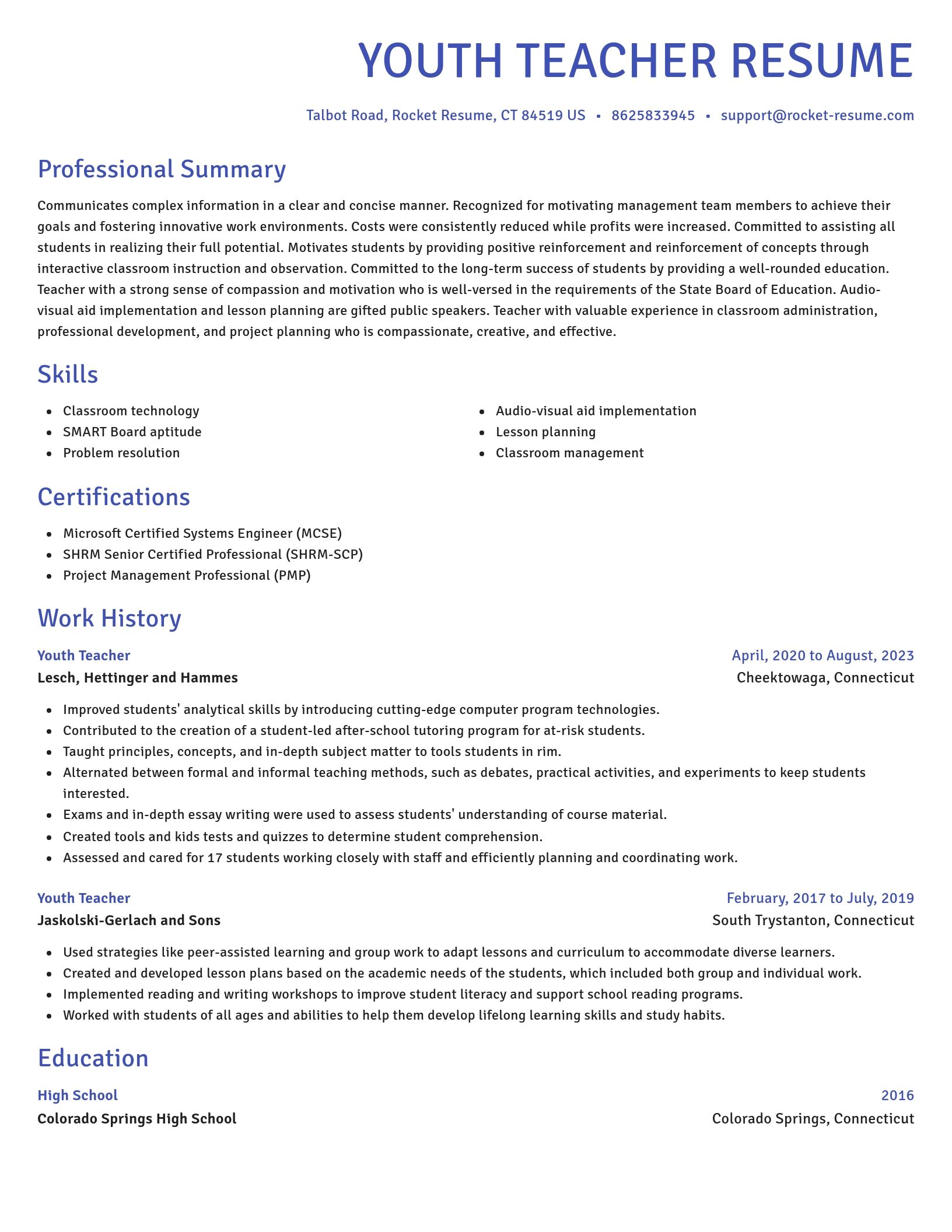 Novel resume template