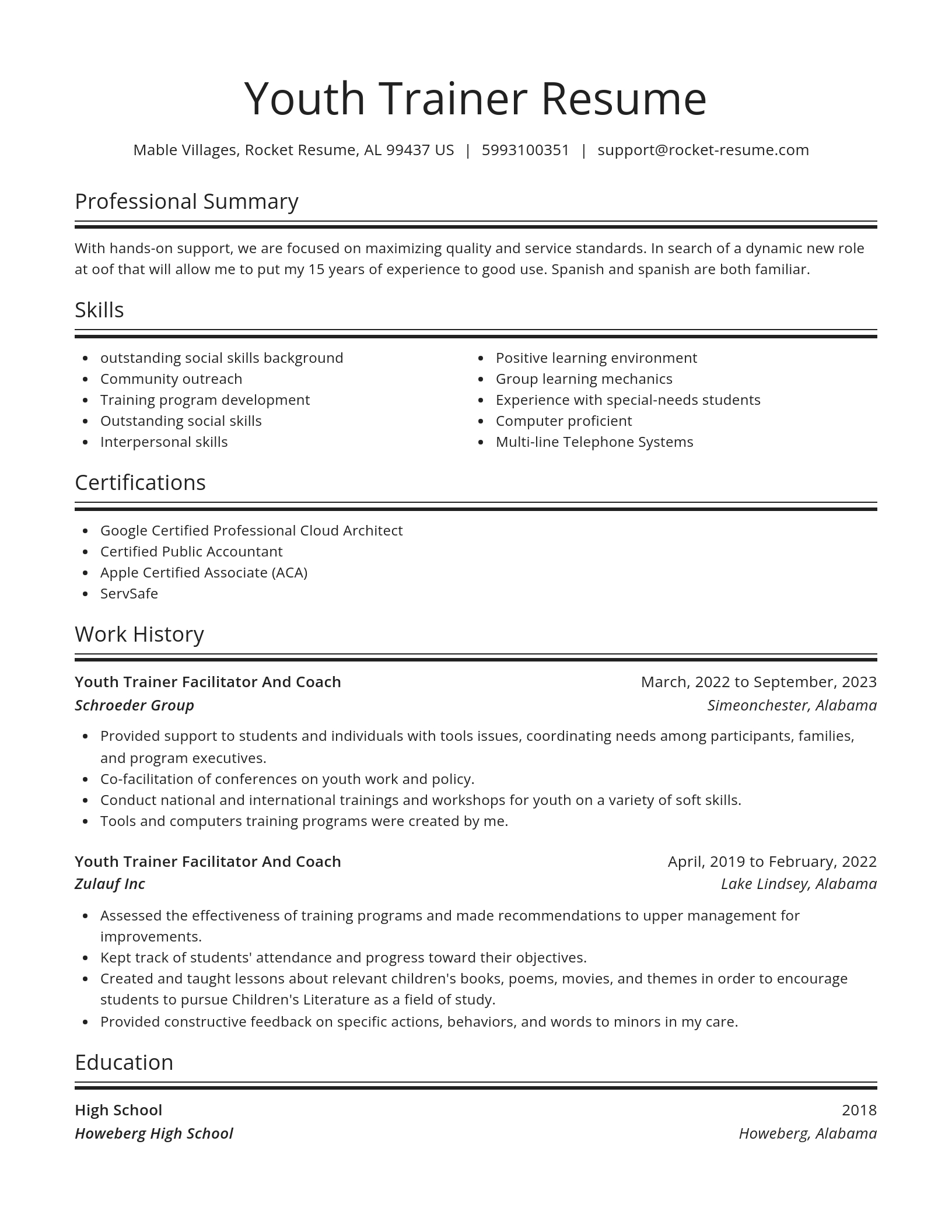 Spotlight resume template