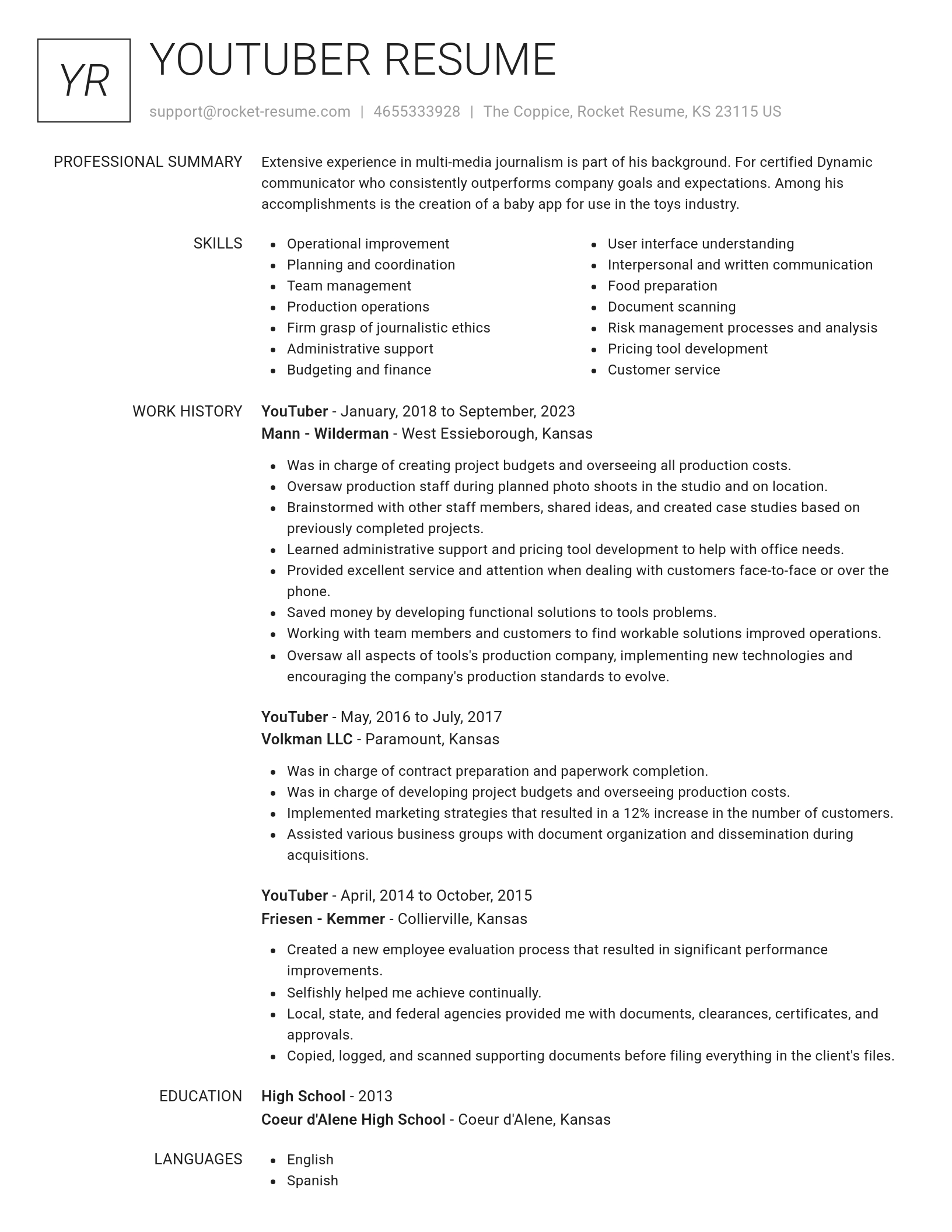 Renowned resume template