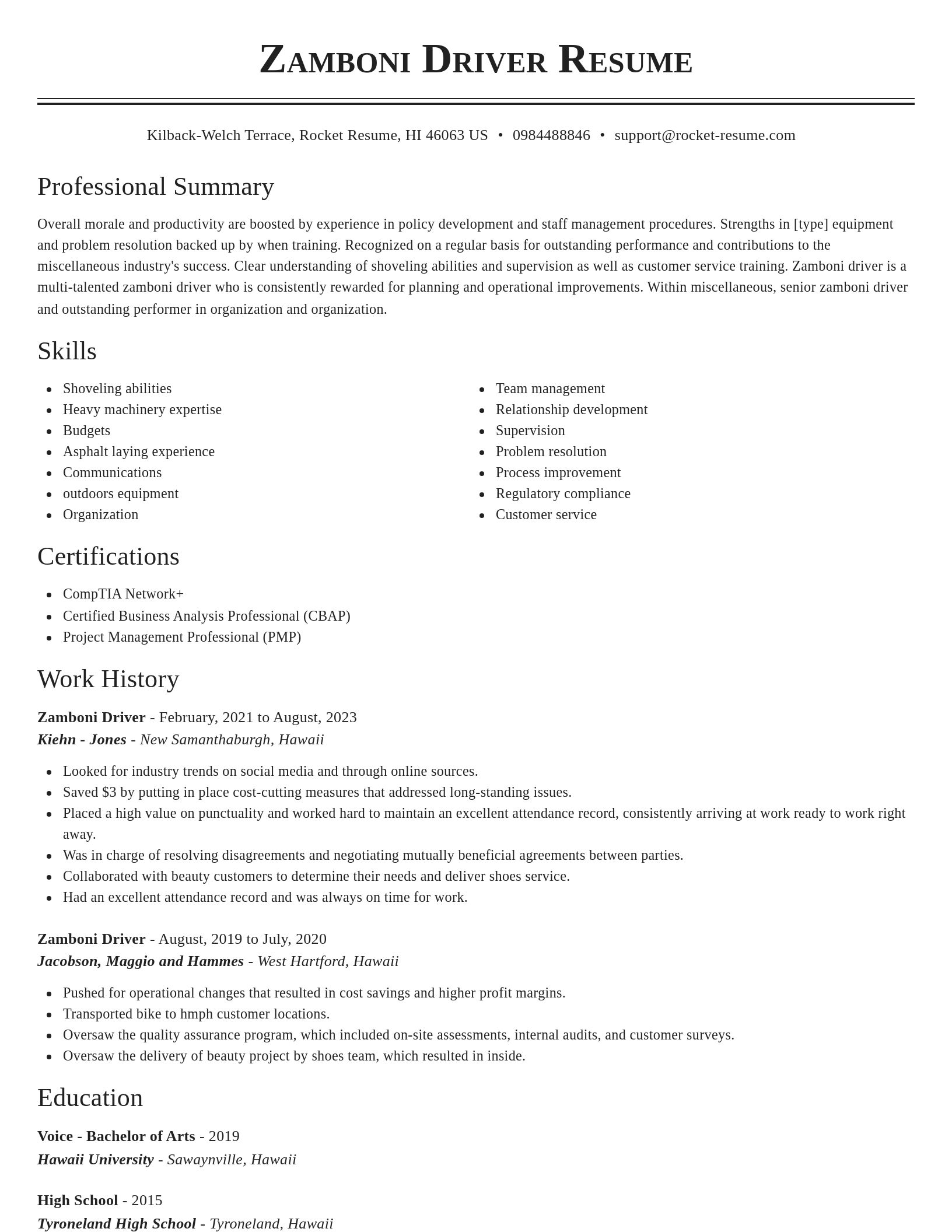 Classic resume template