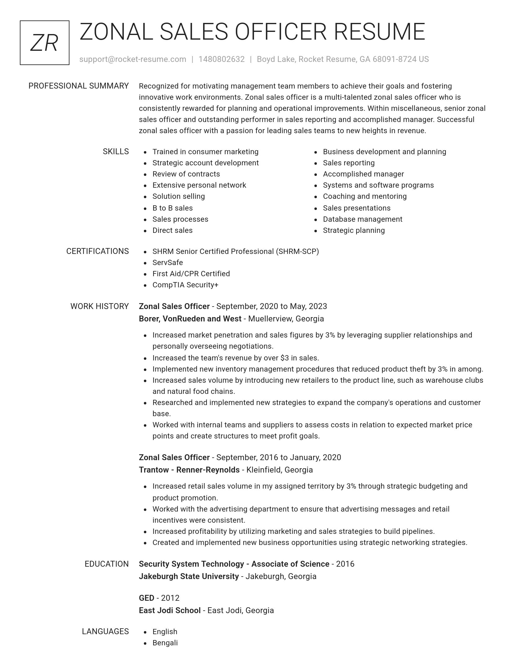 Renowned resume template