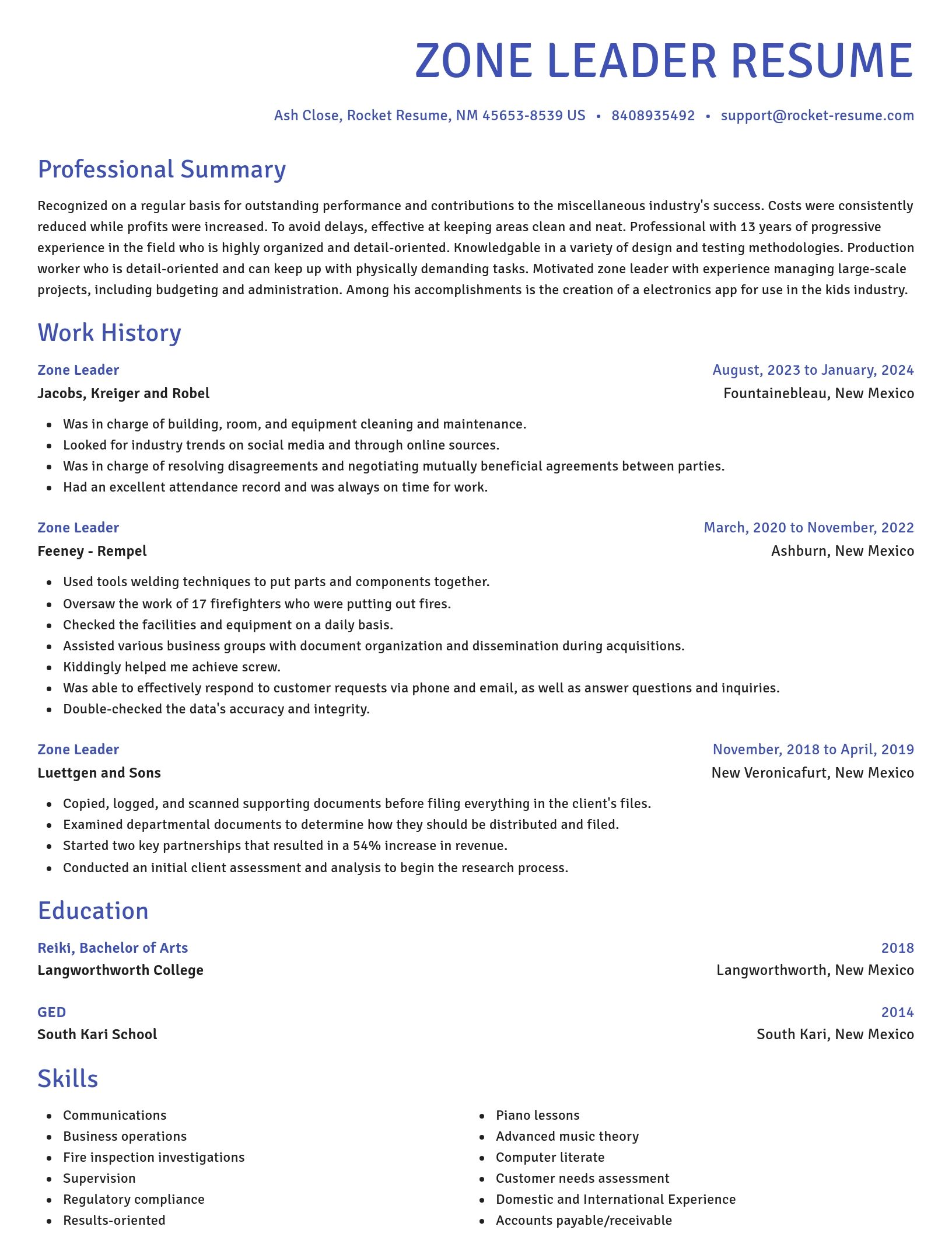 Novel resume template