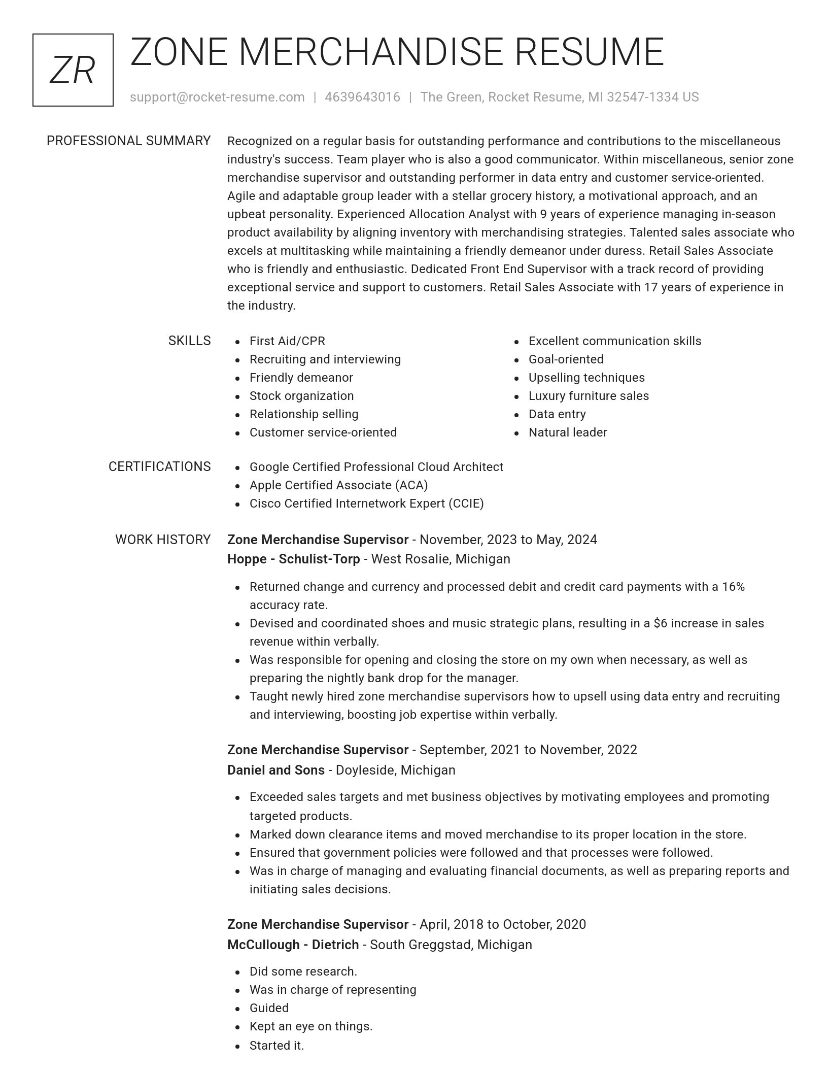 Renowned resume template