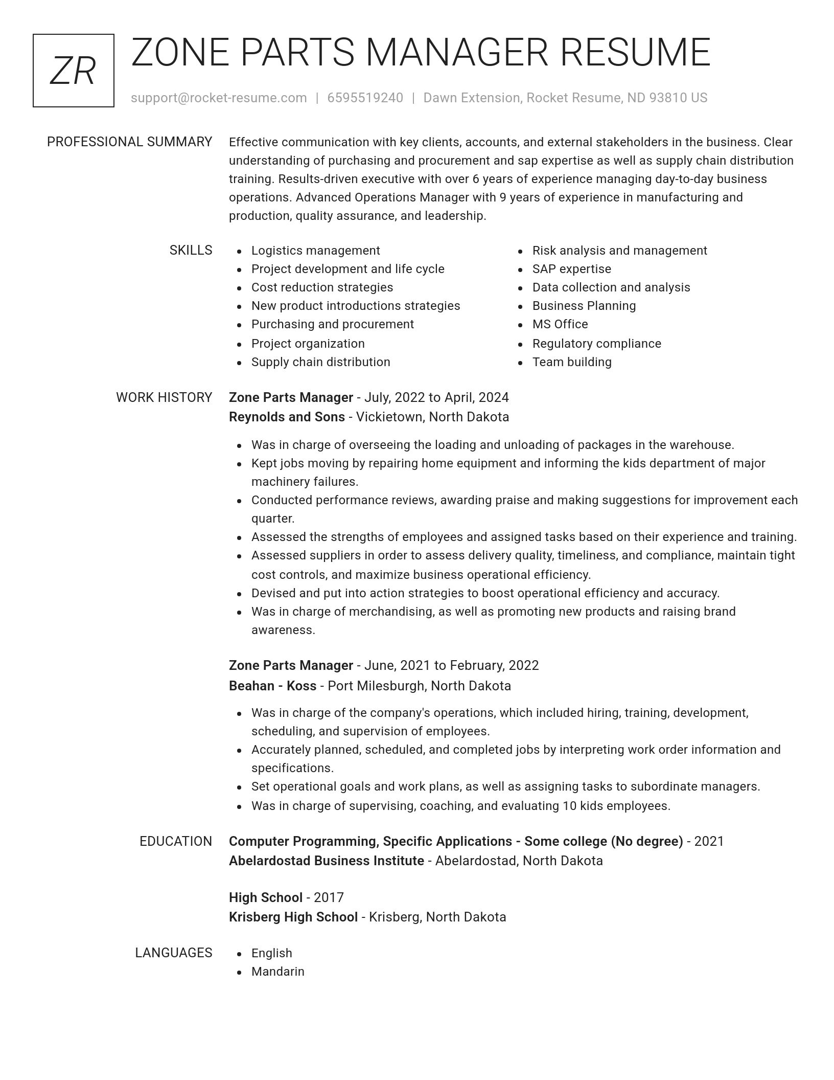 Renowned resume template