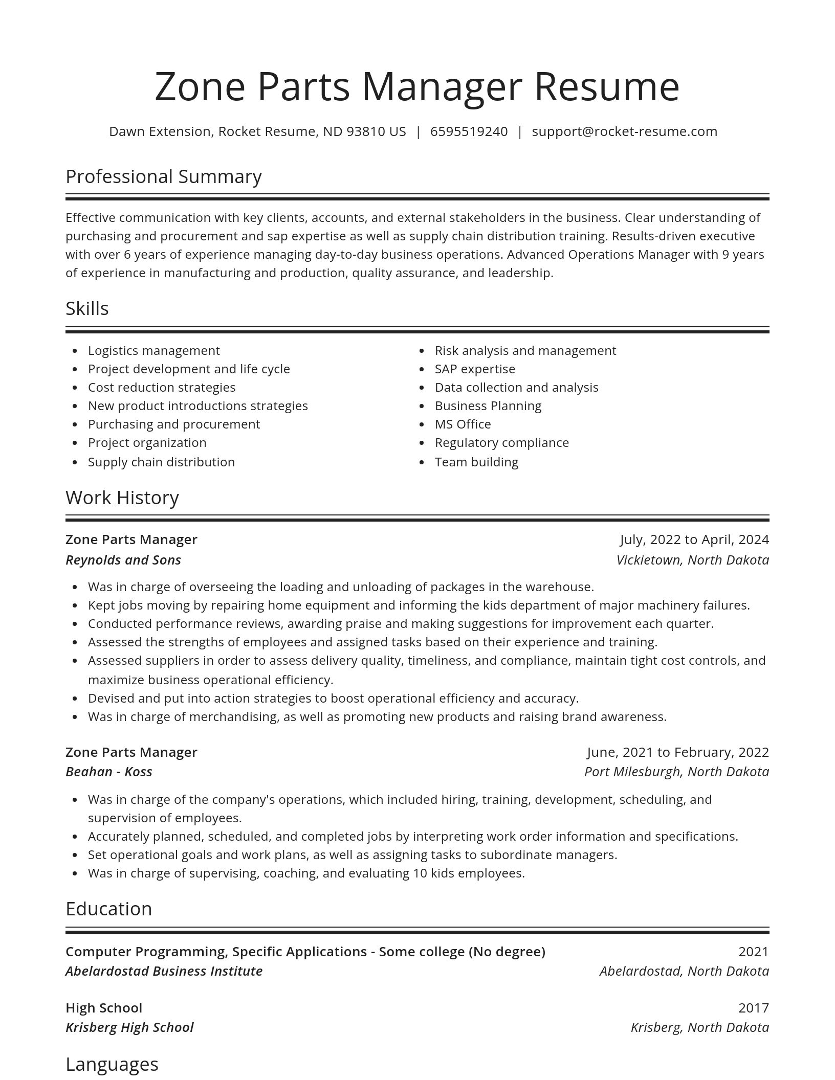 Spotlight resume template