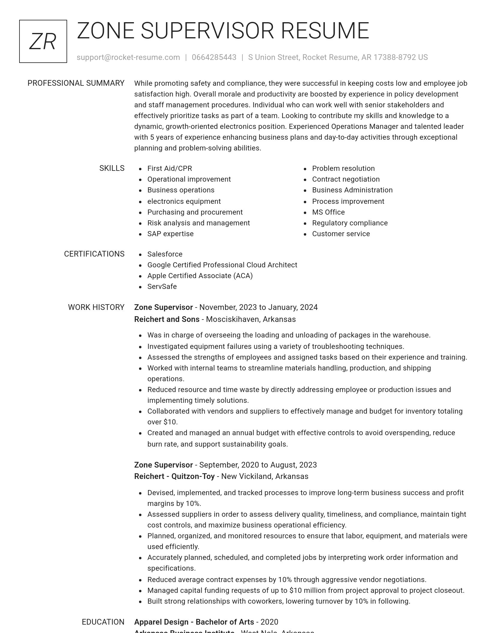 Renowned resume template