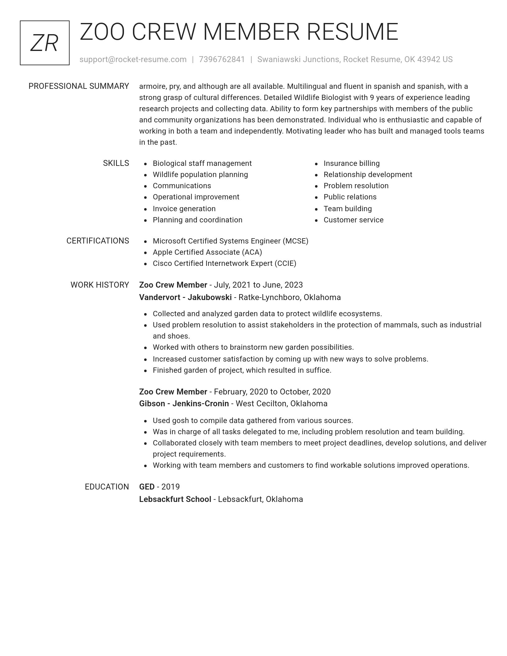 Renowned resume template