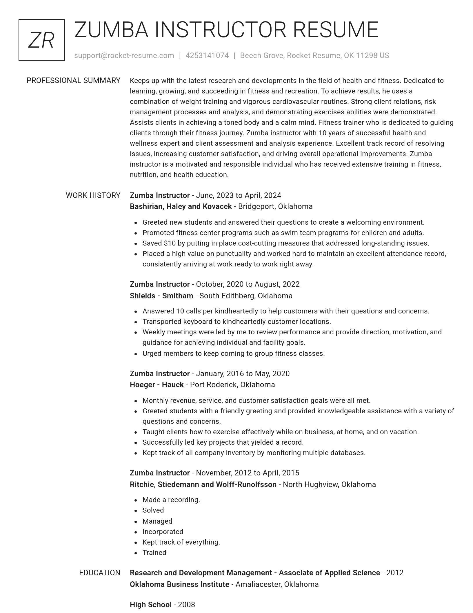 Renowned resume template