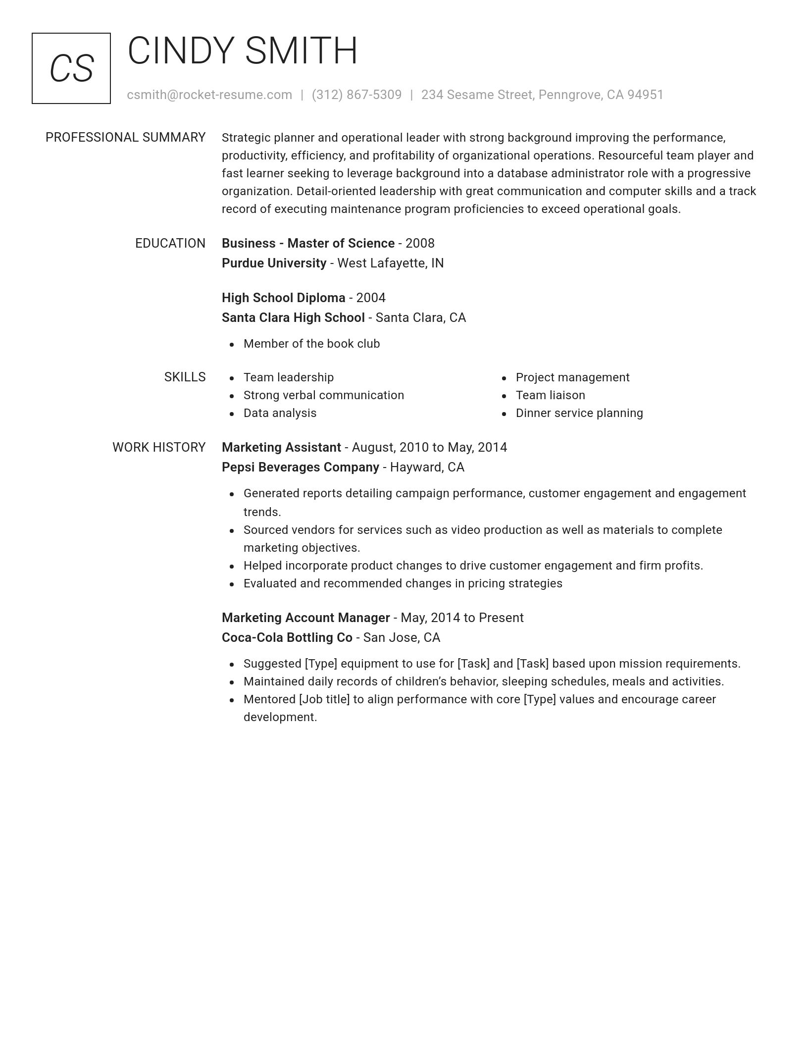 Renowned resume template