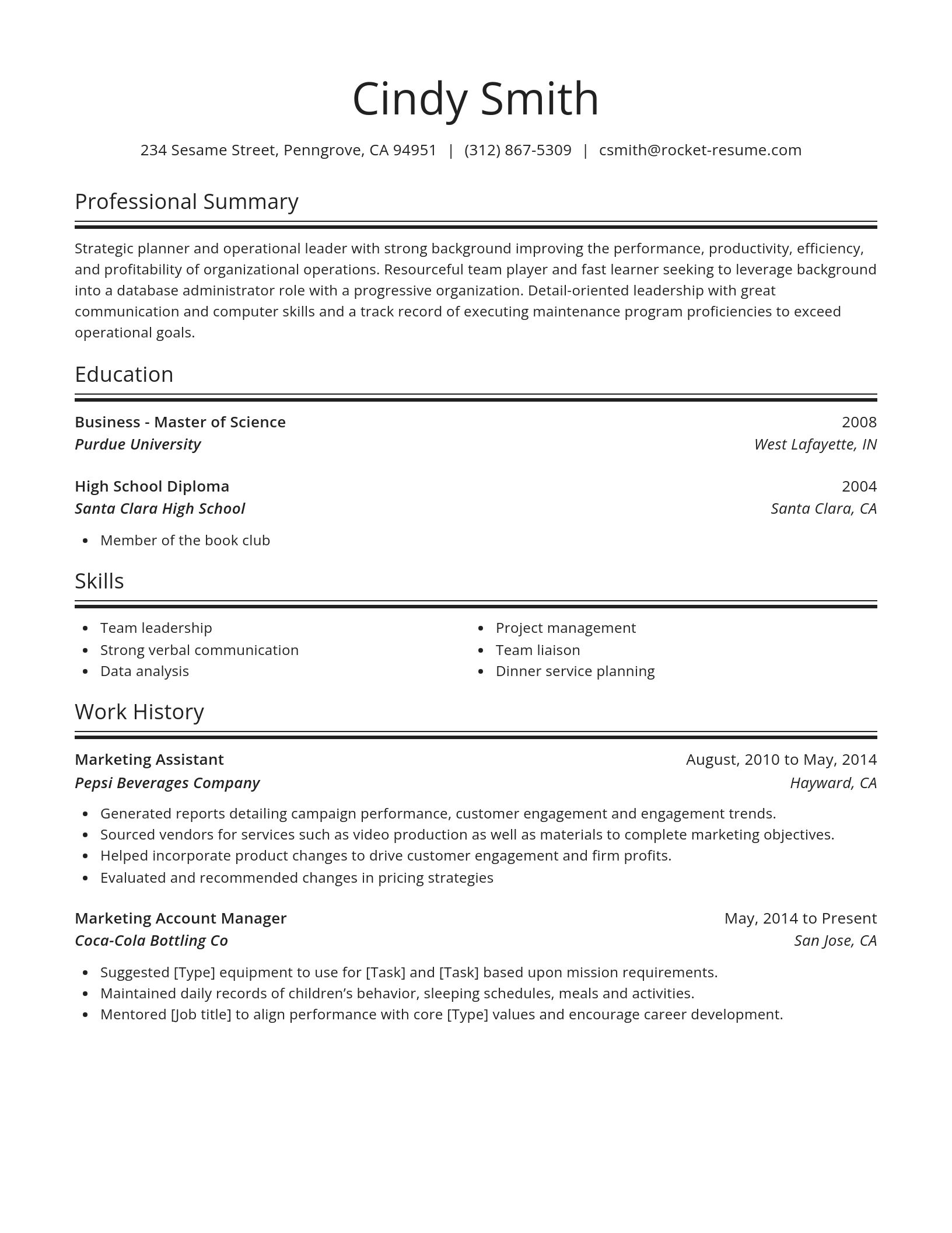 Resume template example
